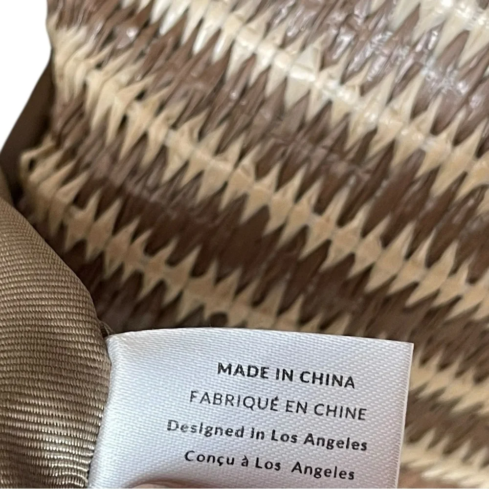 Anthropologie Melie Bianco The Brigitte Satchel‎ Raffia Edition in Tan / Cream